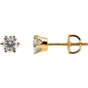 14K Yellow 3/4 CTW Diamond Threaded Post Stud Earrings