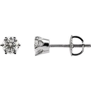 14K White 9/10 CT Diamond Earring