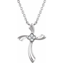 Charger l&#39;image dans la galerie, Sterling Silver .03 CTW Diamond Cross 18&quot; Necklace
