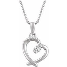 Load image into Gallery viewer, Sterling Silver .05 CTW Diamond Heart 16-18&quot; Necklace
