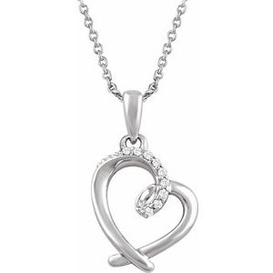 Sterling Silver .05 CTW Diamond Heart 16-18" Necklace