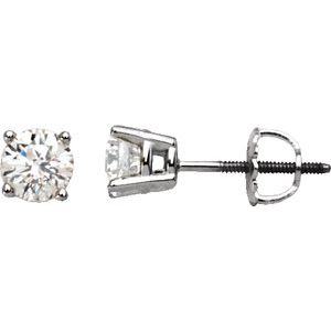 Platinum 1 CTW Diamond Stud Earrings