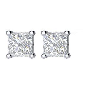 Square 4-Prong Stud Earrings 