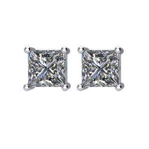 Square 4-Prong Stud Earrings 