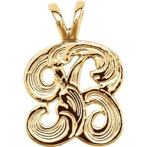 10K Yellow Medium Initial B Pendant