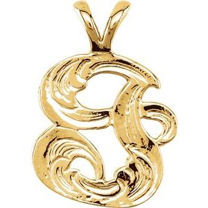 10K Yellow Medium Initial I Pendant