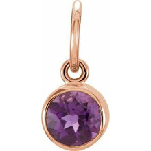 Charger l&#39;image dans la galerie, 14K Rose 4 mm Round Imitation Amethyst Birthstone Charm
