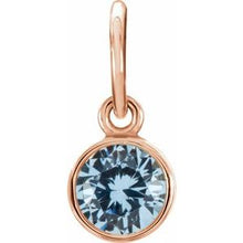 Charger l&#39;image dans la galerie, 14K Rose 4 mm Round Imitation Aquamarine Birthstone Charm
