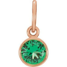 Load image into Gallery viewer, 14K Rose 4 mm Round Imitation Emerald Birthstone Charm
