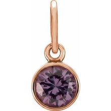 Charger l&#39;image dans la galerie, 14K Rose 4 mm Round Imitation Alexandrite Birthstone Charm
