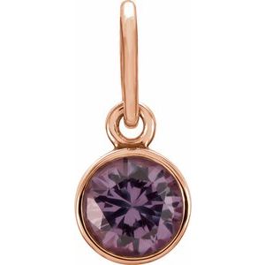 14K Rose 4 mm Round Imitation Alexandrite Birthstone Charm