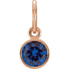 Load image into Gallery viewer, 14K Rose 4 mm Round Imitation Blue Sapphire Birthstone Charm
