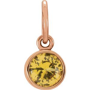 14K Rose 4 mm Round Imitation Citrine Birthstone Charm