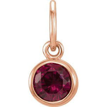 Load image into Gallery viewer, 14K Rose 4 mm Round Imitation Garnet Birthstone Charm
