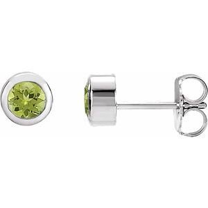 Sterling Silver 4 mm Round Imitation Peridot Birthstone Earrings