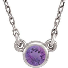 Charger l&#39;image dans la galerie, Sterling Silver 3 mm Round Amethyst Bezel-Set Solitaire 16&quot; Necklace
