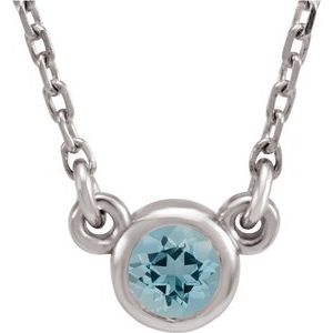 Sterling Silver 4 mm Round Aquamarine Bezel-Set Solitaire 16