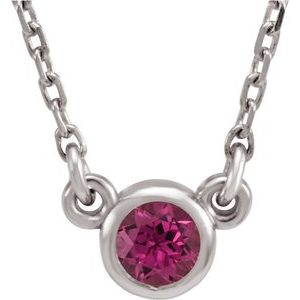 Sterling Silver 4 mm Round Pink Tourmaline Bezel-Set Solitaire 16