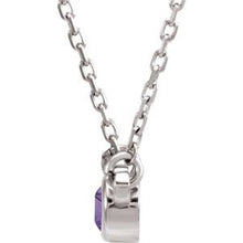 Load image into Gallery viewer, Sterling Silver 3 mm Round Imitation Amethyst Bezel-Set Solitaire 16&quot; Necklace
