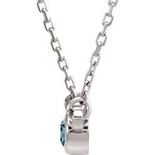 Charger l&#39;image dans la galerie, Sterling Silver 4 mm Round Aquamarine Bezel-Set Solitaire 16&quot; Necklace
