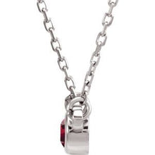 Charger l&#39;image dans la galerie, Sterling Silver 3 mm Round Chatham¬Æ Lab-Created Ruby Bezel-Set Solitaire 16&quot; Necklace
