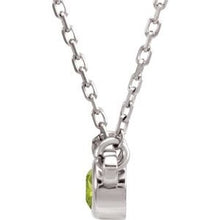 Charger l&#39;image dans la galerie, Sterling Silver 4 mm Round Peridot Bezel-Set Solitaire 16&quot; Necklace
