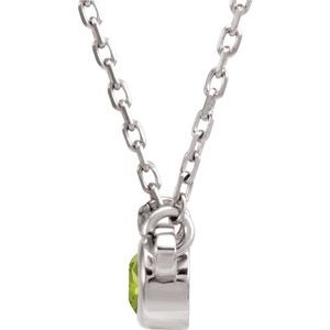 Sterling Silver 4 mm Round Peridot Bezel-Set Solitaire 16" Necklace