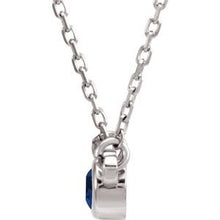 Charger l&#39;image dans la galerie, Sterling Silver 3 mm Round Chatham¬Æ Lab-Created Blue Sapphire Bezel-Set Solitaire 16&quot; Necklace

