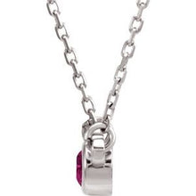 Charger l&#39;image dans la galerie, Sterling Silver 4 mm Round Pink Tourmaline Bezel-Set Solitaire 16&quot; Necklace
