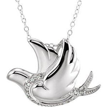 Charger l&#39;image dans la galerie, Sterling Silver 1 mm Round Cubic Zirconia Infinite Spirit Dove 18&quot; Necklace
