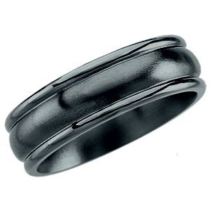 Black Titanium 7.5 mm Grooved Band Size 12