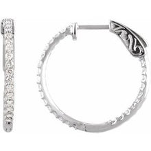 Load image into Gallery viewer, Platinum 3/4 CTW Diamond Inside-Outside 23 mm Hoop Earrings
