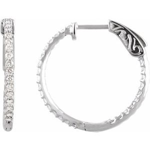 Platinum 3/4 CTW Diamond Inside-Outside 23 mm Hoop Earrings