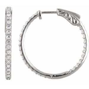Platinum 1 CTW Diamond Inside-Outside 26.5 mm Hoop Earrings
