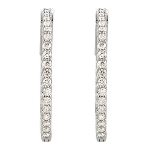 Platinum 1 CTW Diamond Inside-Outside 26.5 mm Hoop Earrings