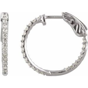 Sterling Silver Cubic Zirconia Inside-Outside 19 mm Hoop Earrings