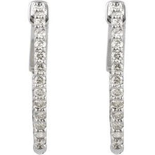 Load image into Gallery viewer, Sterling Silver Cubic Zirconia Inside-Outside 19 mm Hoop Earrings
