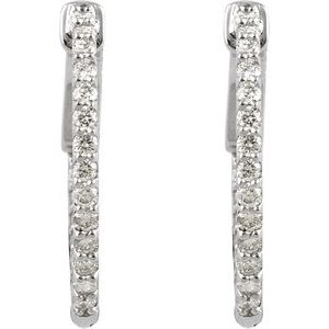 Sterling Silver Cubic Zirconia Inside-Outside 19 mm Hoop Earrings