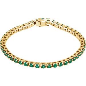 14K Yellow Emerald Line 7" Bracelet