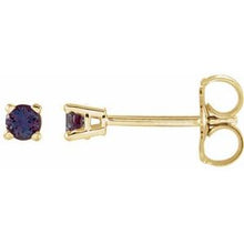 Load image into Gallery viewer, 14K Yellow 2.5 mm Round Chatham¬Æ Created Alexandrite Earrings
