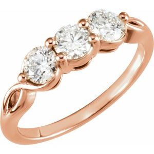 14K Rose 1 CTW Diamond Three-Stone Ring
