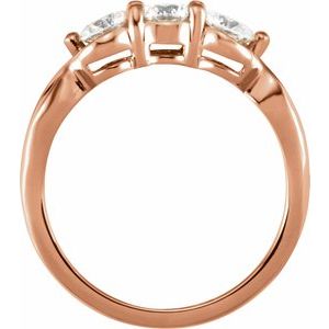 14K Rose 1 CTW Diamond Three-Stone Ring