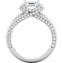 Load image into Gallery viewer, 14K White 5.5x5.5 mm Asscher Cubic Zirconia &amp; 1 CTW Diamond Engagement Ring
