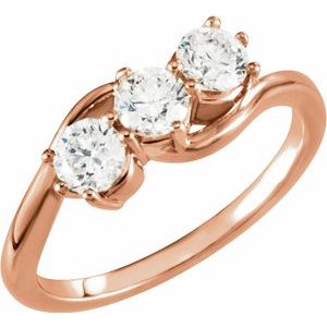 14K Rose 1 CTW Diamond Three-Stone Ring