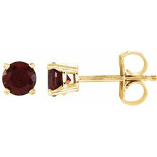 Load image into Gallery viewer, 14K Yellow 4 mm Round Mozambique Garnet Earrings
