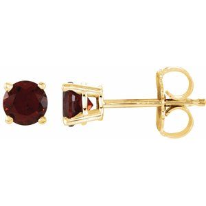 14K Yellow 4 mm Round Mozambique Garnet Earrings