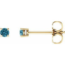 Load image into Gallery viewer, 14K Yellow 2.5 mm Round Blue Zircon Earrings
