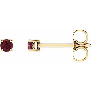 14K Yellow 2.5 mm Round Mozambique Garnet Earrings