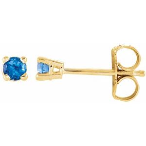 14K Yellow 2.5 mm Round Swiss Blue Topaz Earrings