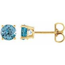 Load image into Gallery viewer, 14K Yellow 5 mm Round Sky Blue Topaz Earrings
